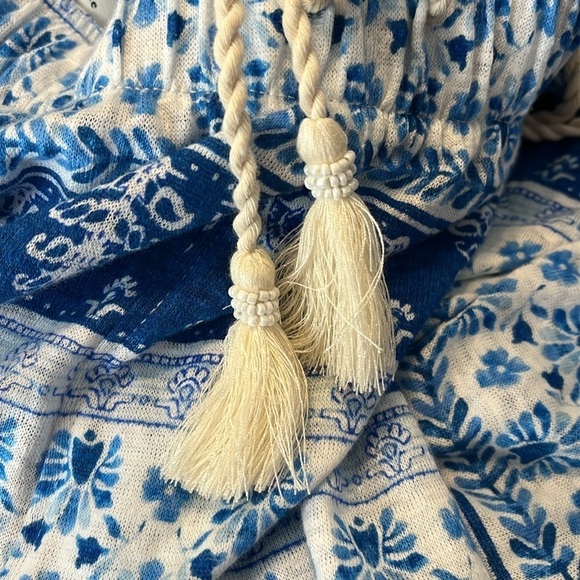 Joie Olivia Blue Floral Border Drawstring 100% Linen Shorts Sz M NWT - Picture 7 of 7